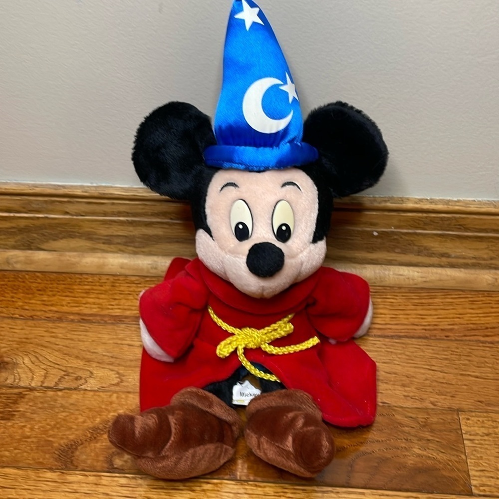 WALT DISNEY WORLD Sorcerer Mickey Bean Bag Doll Original Tag Vintage Fantasmic